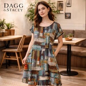 Dagg and Stacey Artsy Mod Dress Size 8 Slow Fashion Earthy Boho Indie